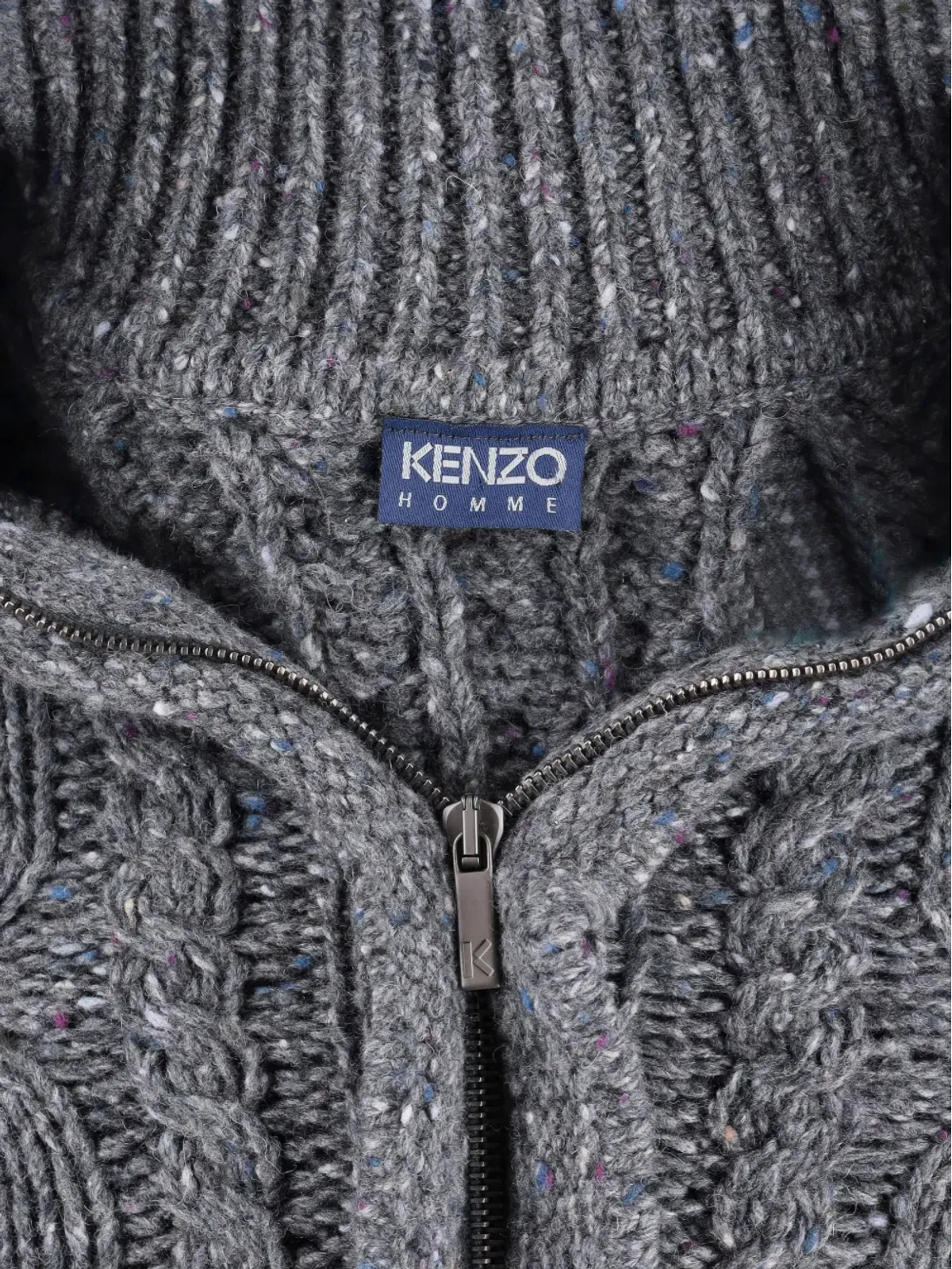 Kenzo Pre-Owned 編み込みジップカーディガン - グレー - 画像5