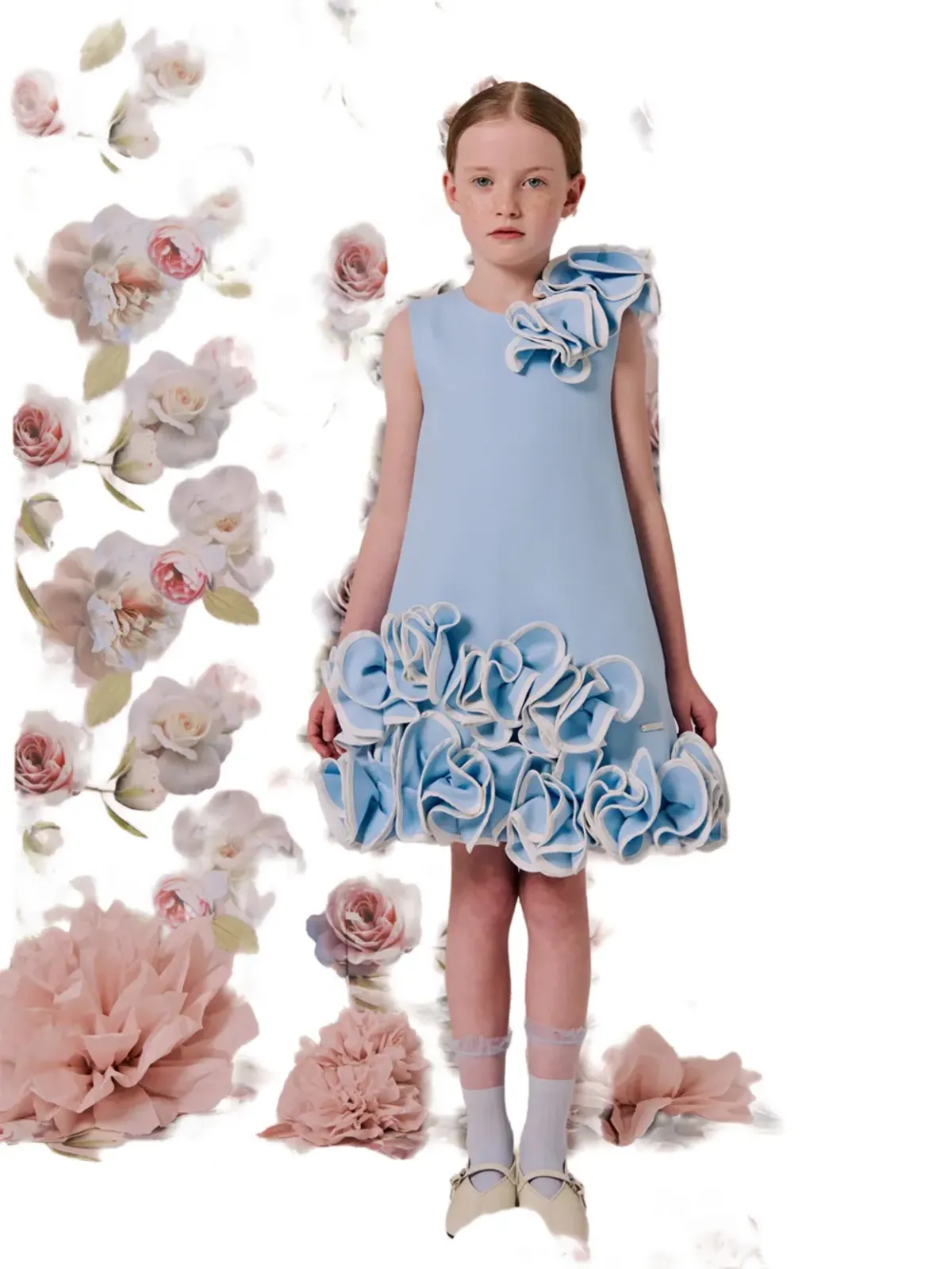 JESSIE AND JAMES KIDS ruffled floral dress - Blue - 画像2