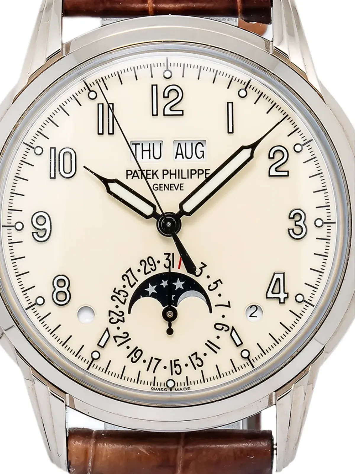 Patek Philippe Pre-Owned クリーム系ダイヤル ラウンドケース パーペチュアルカレンダー - 画像2