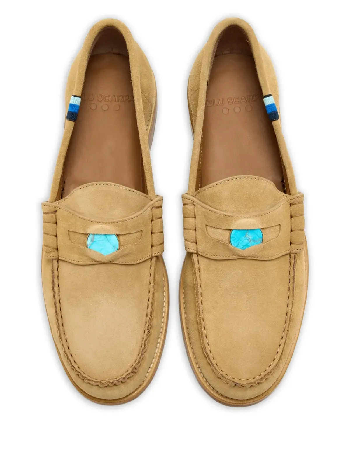 Blu Scarpa ターコイズストーン ローファー - 画像3