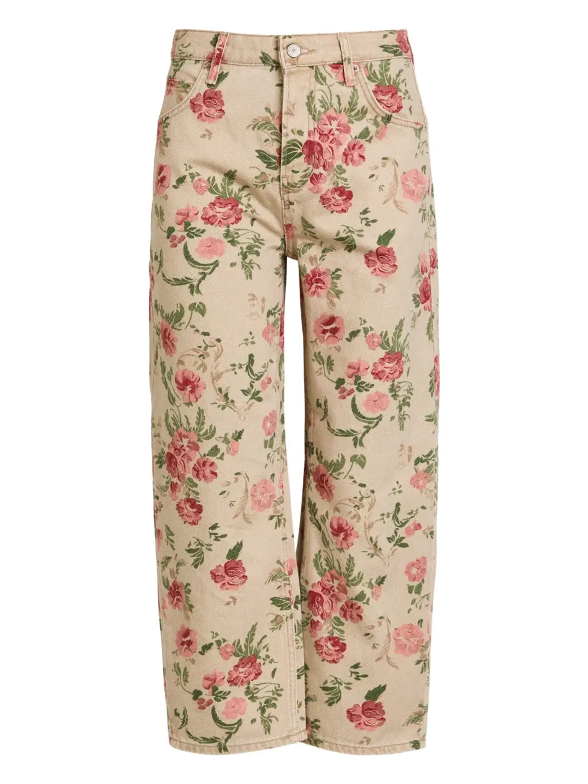 Free People ディープトランス フローラルプリントのワイドデニムパンツ - 画像1