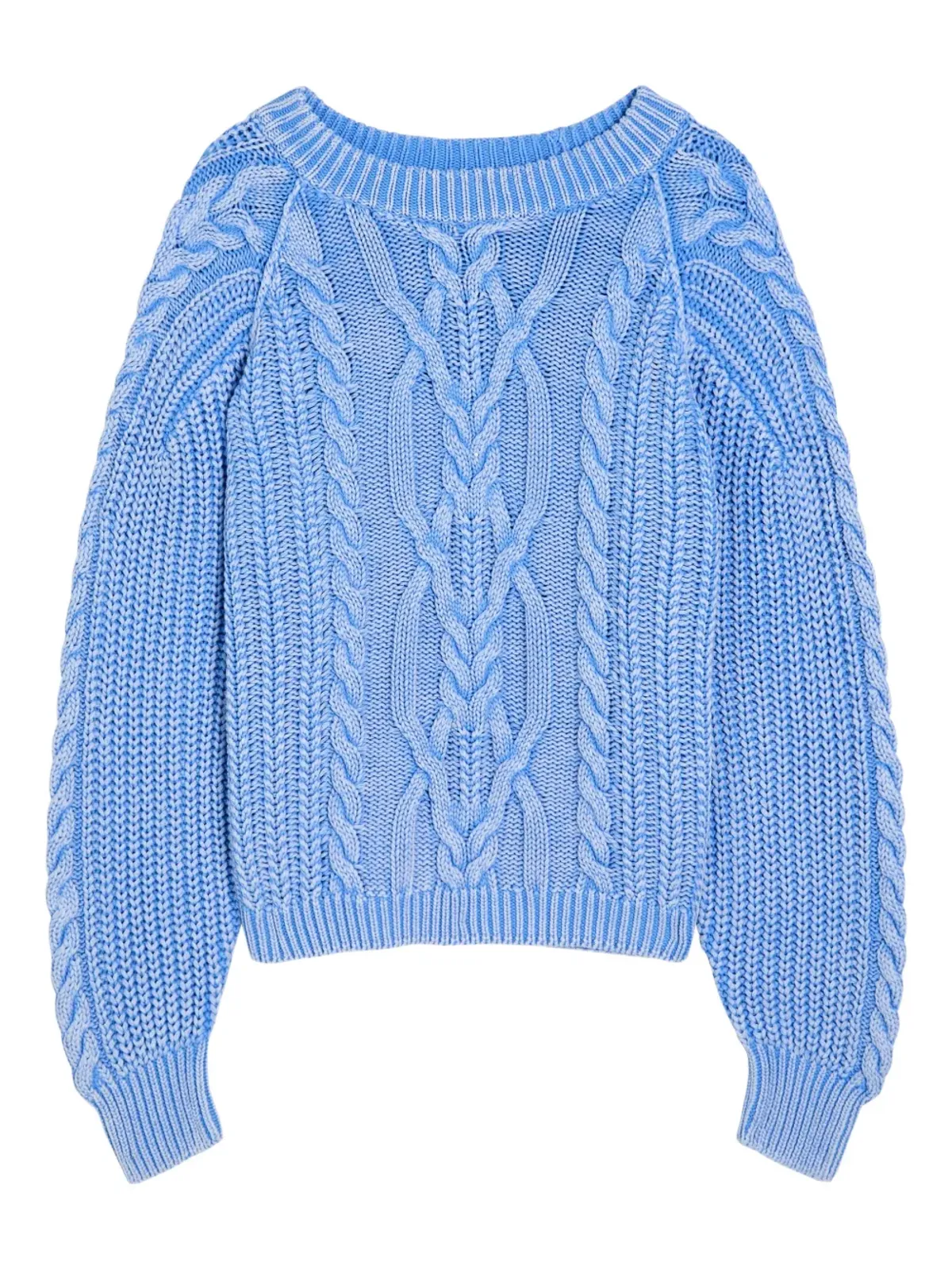 Free People Frankie ケーブルニットセーター ブルー - 画像1