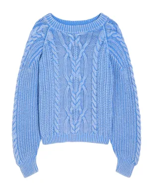 Free People Frankie ケーブルニットセーター ブルー - サムネイル1