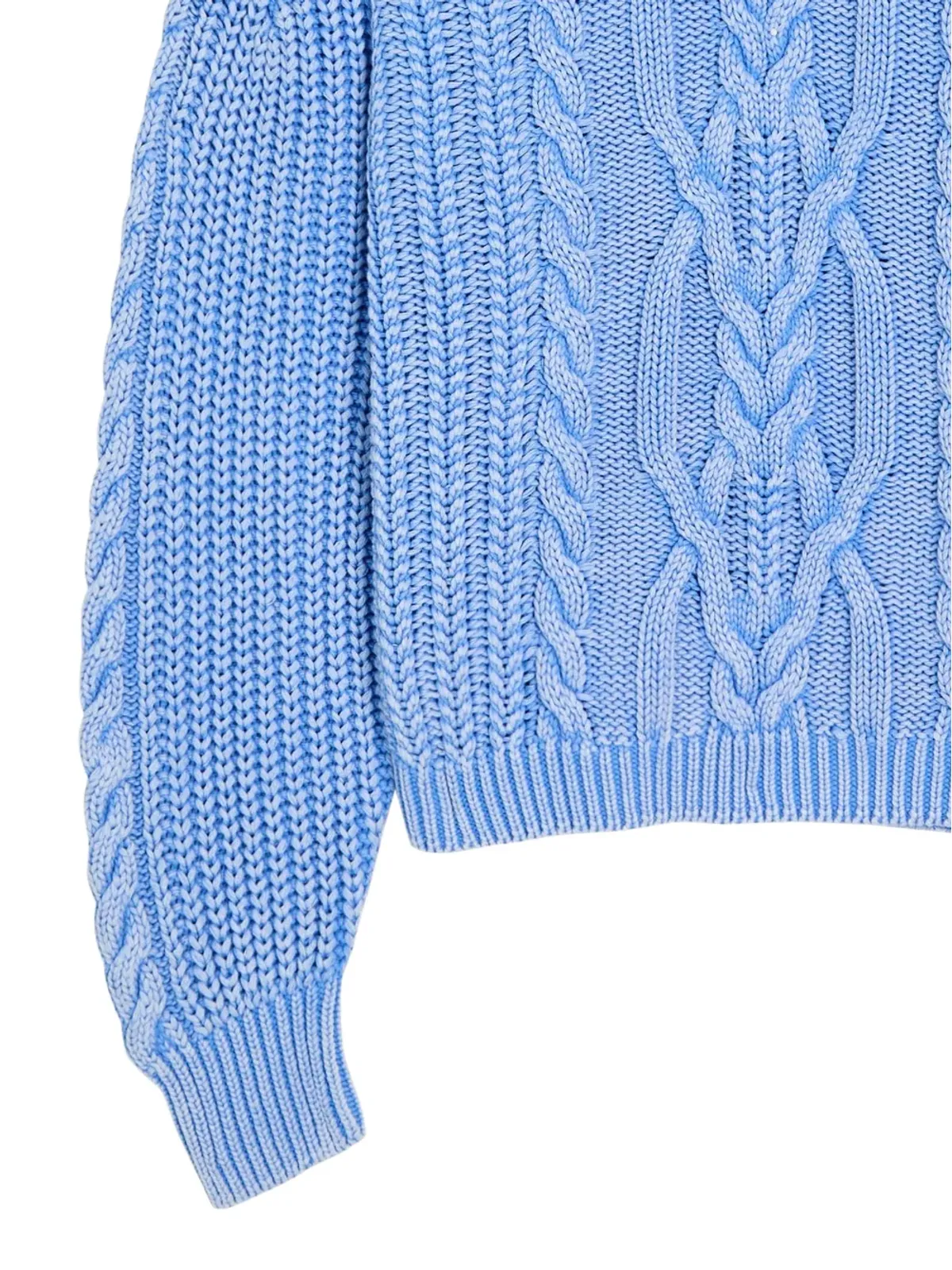 Free People Frankie ケーブルニットセーター ブルー - 画像2