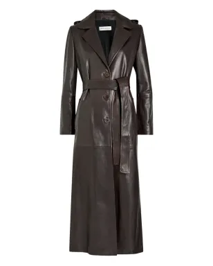 Nour Hammour Scarlett belted leather trench coat - Brown - サムネイル1