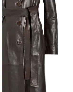 Nour Hammour Scarlett belted leather trench coat - Brown - サムネイル2