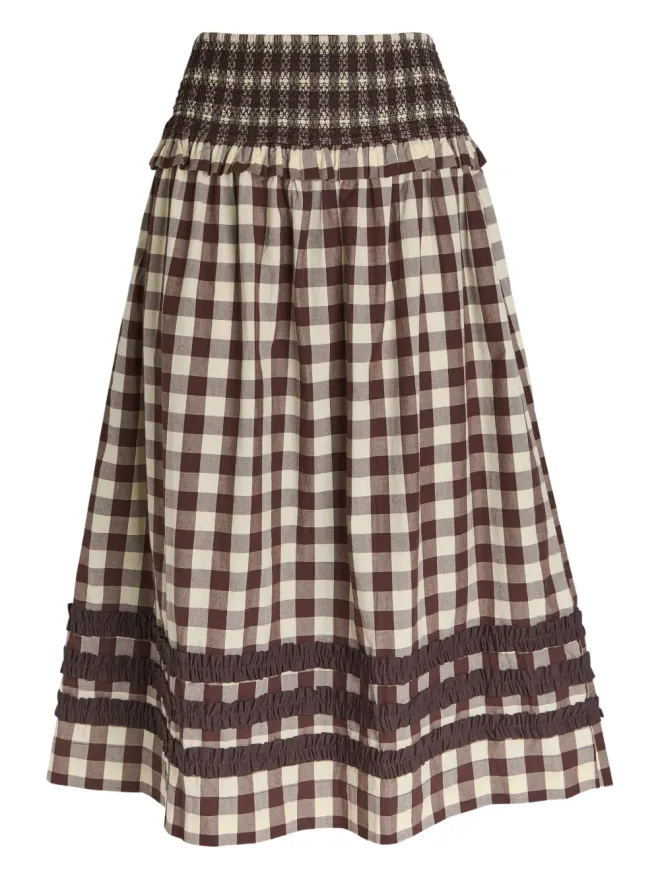 Damson Madder DAMSON MADDER Ava チェック柄フリルミディスカートの商品画像