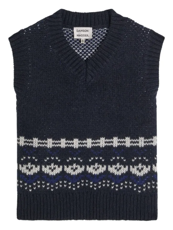 Damson Madder DAMSON MADDER パターン V-neck ウールトップ - ブルーの商品画像