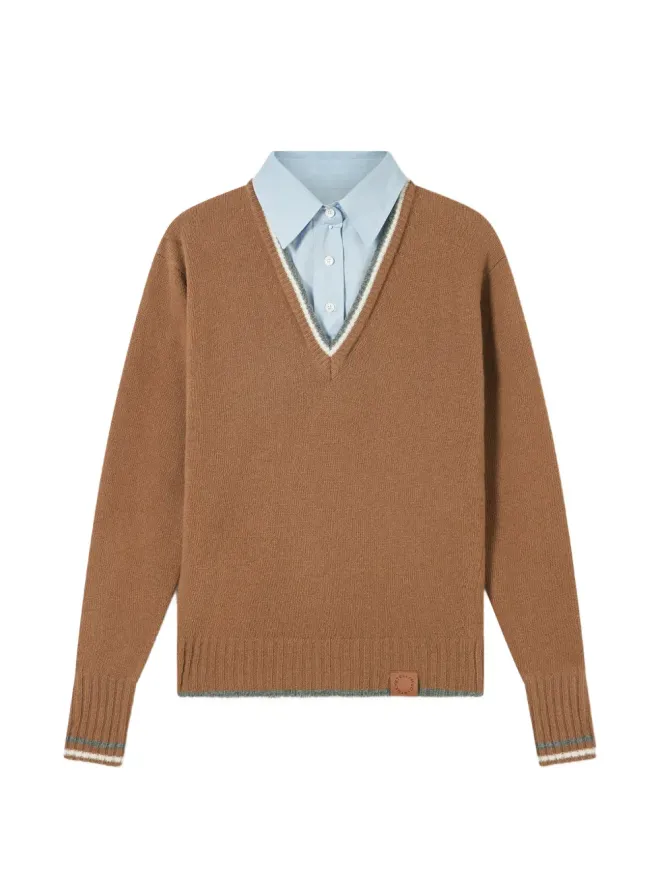 Stella McCartney Stella McCartney ハイブリッドニットシャツセーターの商品画像