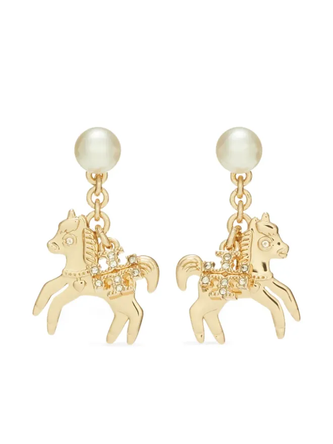 Tory Burch Tory Burch Curiosity horse-charm drop earrings - Goldの商品画像