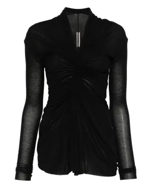 Rick Owens ラディエンス ドレープVネックトップ - ブラック - サムネイル1