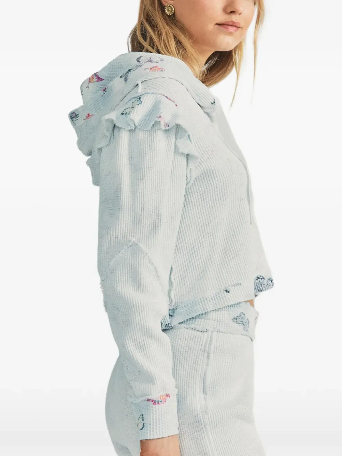 LoveShackFancy 蝶プリント・フリルディテールのフーディー - 画像2