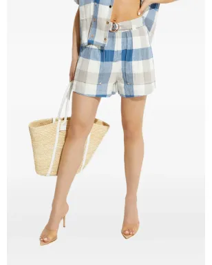 IXIAH Union chequered belted shorts - サムネイル1