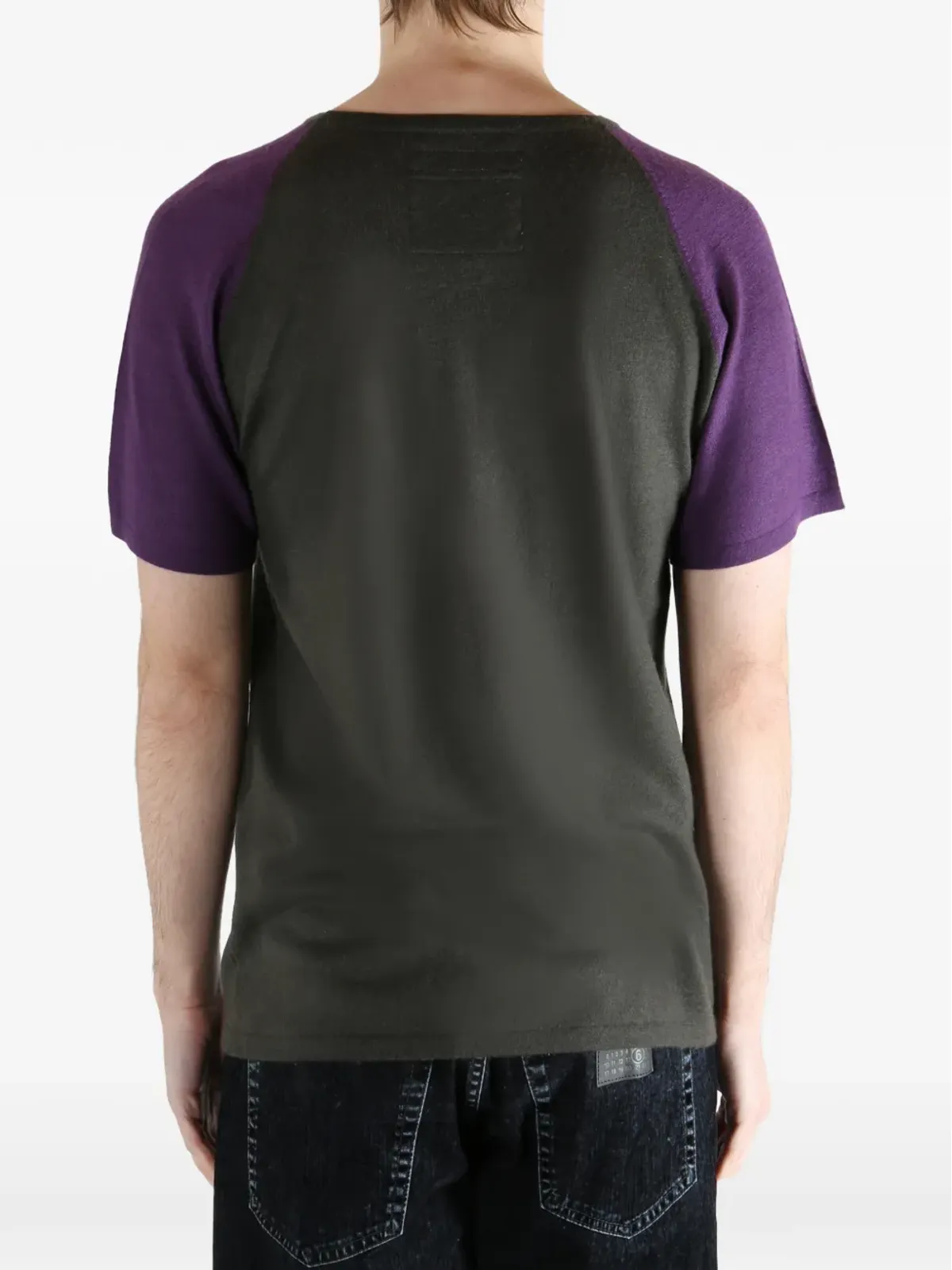 Frenckenberger グレーの半袖カラー・ブロックTシャツ - 画像4