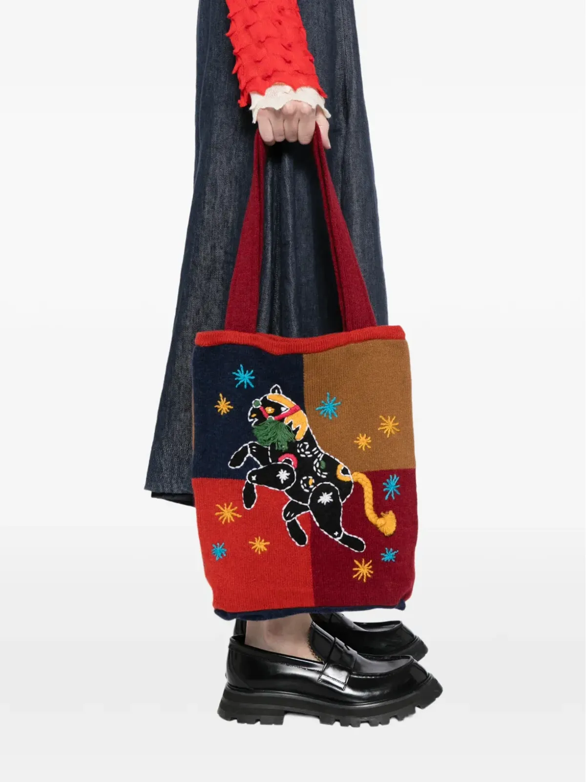 YANYAN KNITS horse-embroidered tote bag - 画像2