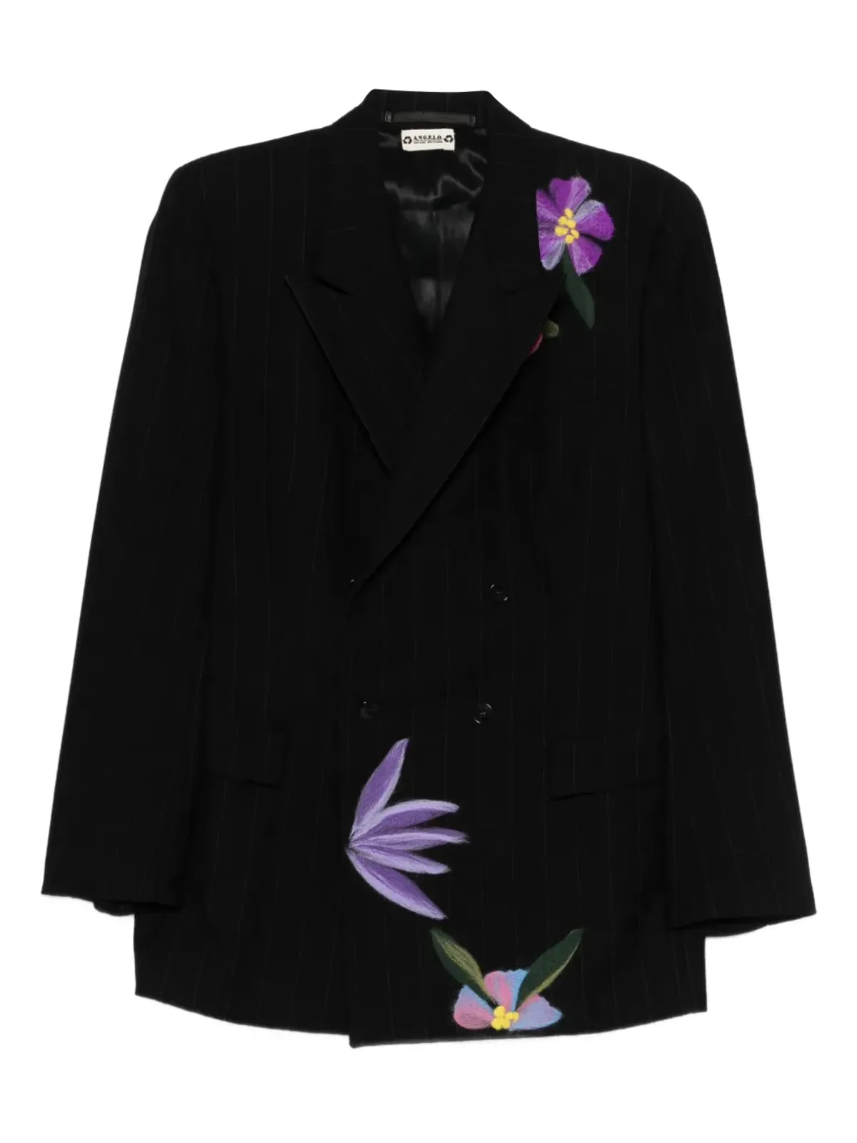 A.N.G.E.L.O. Vintage Upcycling ピンストライプ花柄ブレザー - 画像1