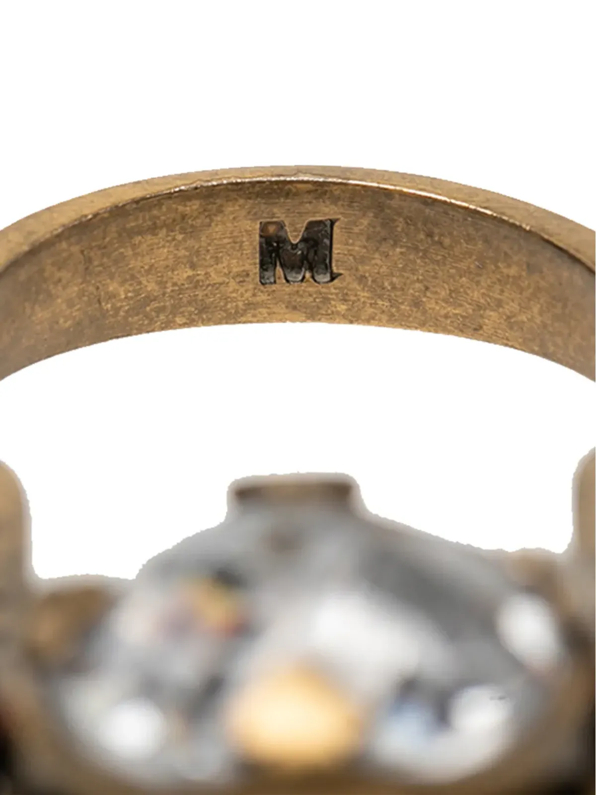 Christian Dior Pre-Owned ゴールドプレーテッド クリスタル ビー リング コスチュームリング - 画像5