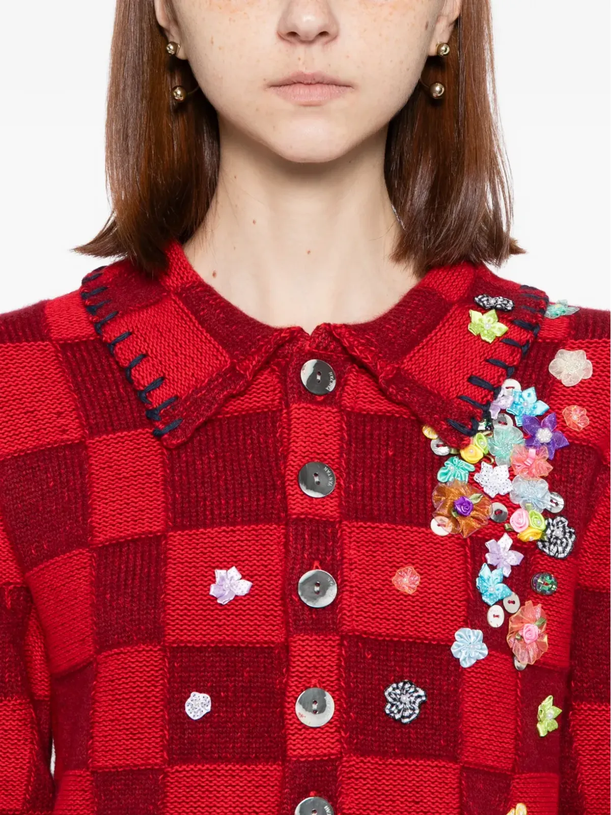 YANYAN KNITS 縮んだワークカーディガン - 画像5