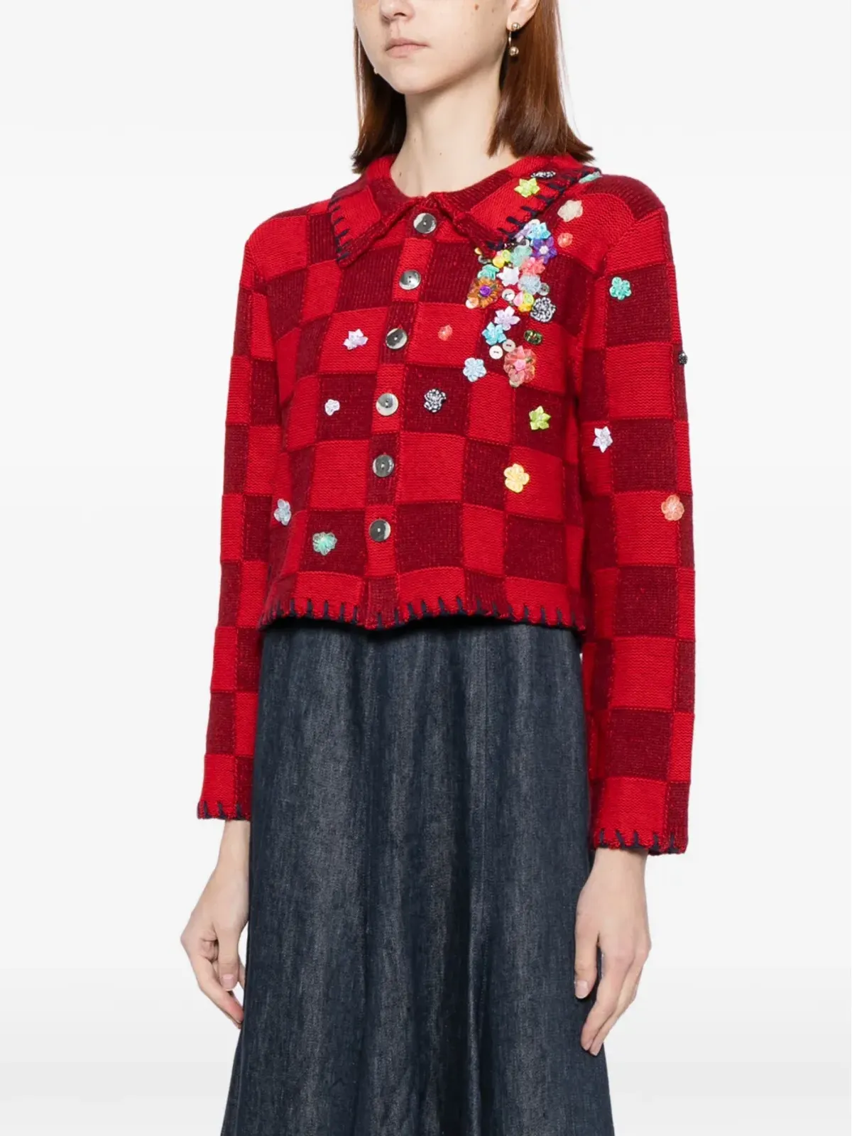 YANYAN KNITS 縮んだワークカーディガン - 画像3