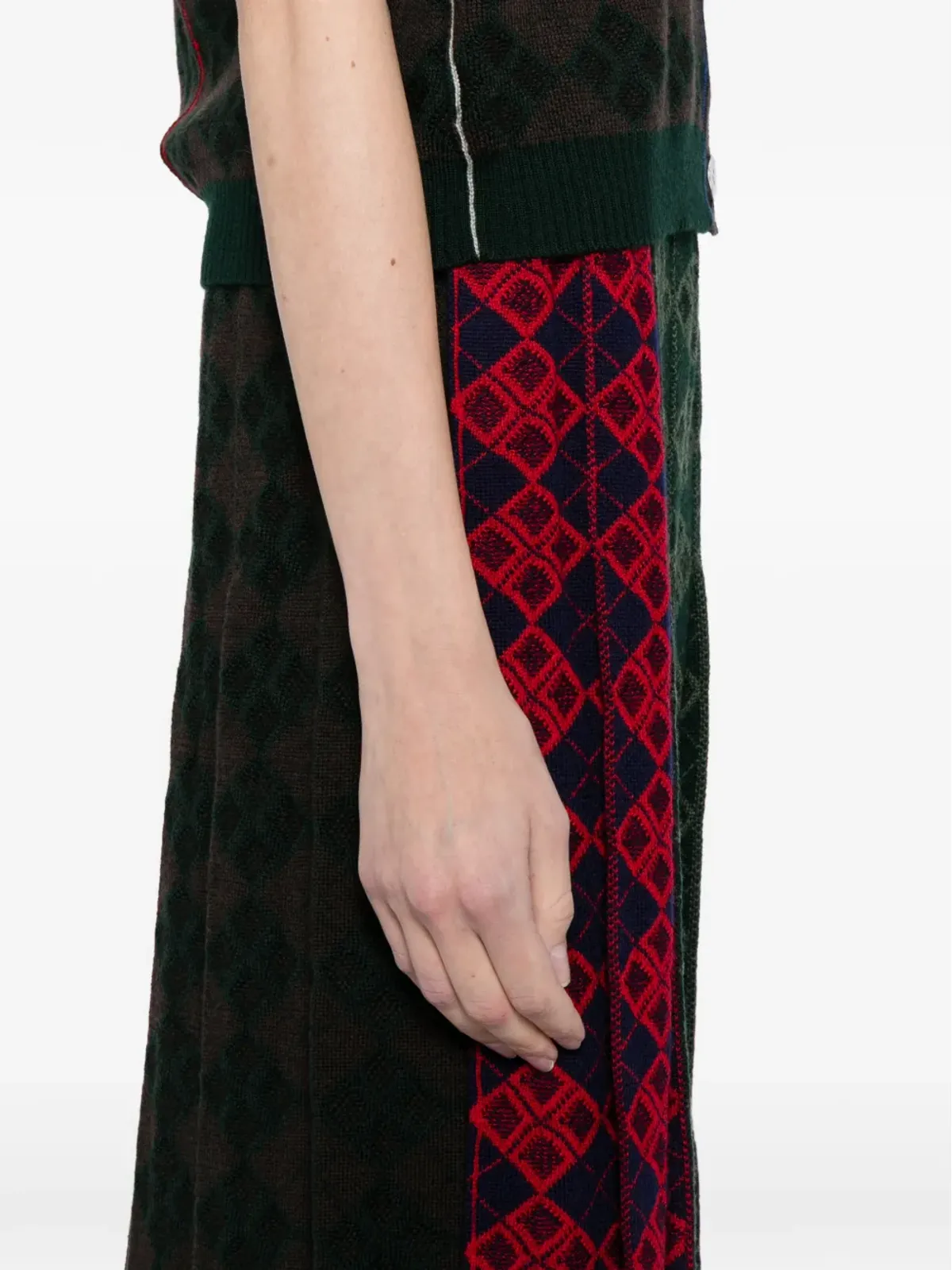 YANYAN KNITS アーガイルチェック柄ミディスカート - 画像5