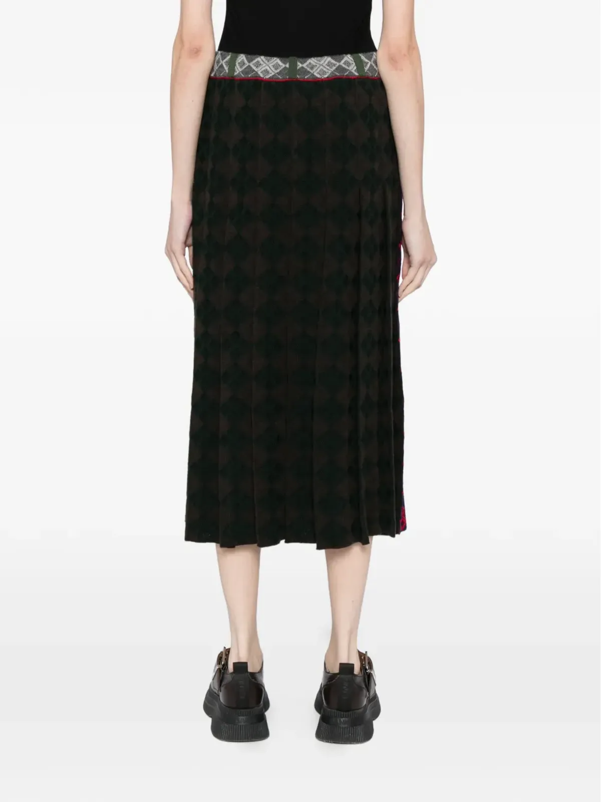 YANYAN KNITS アーガイルチェック柄ミディスカート - 画像4
