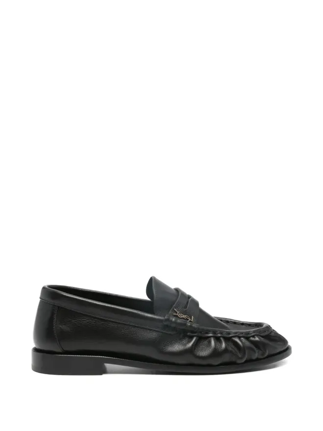 Saint Laurent Saint Laurent ロゴプレートをあしらったギャザー ローファー - ブラックの商品画像