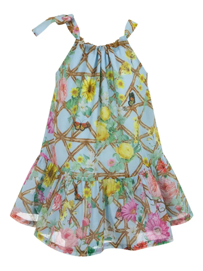 Lapin House Lapin House x Mary Katrantzou タイストラップ花柄ドレス - Blueの商品画像