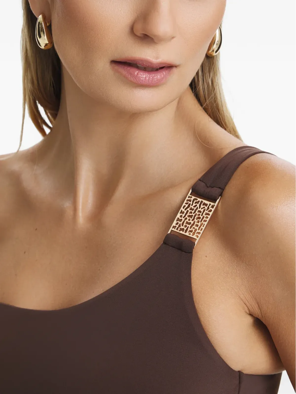 SOFIA ERHAN Rose one-shoulder embellished swimsuit - Brown - 画像2