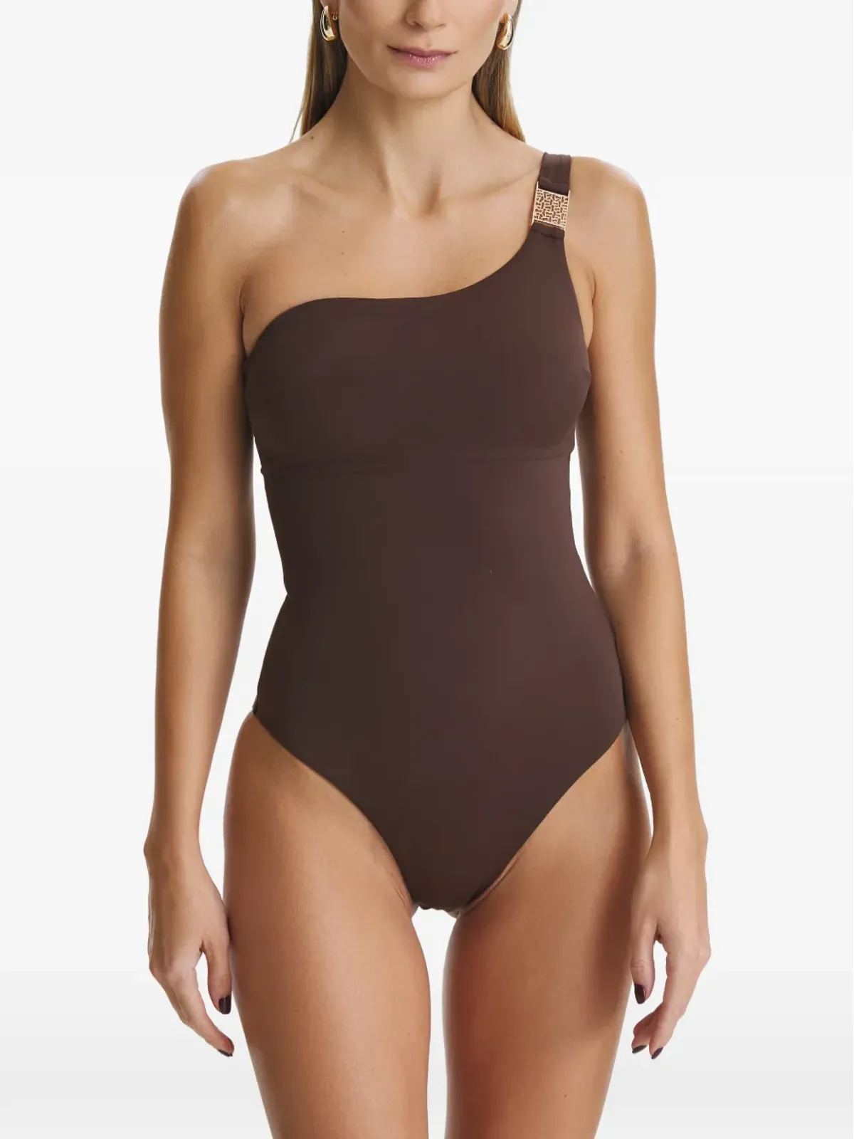 SOFIA ERHAN Rose one-shoulder embellished swimsuit - Brown - 画像3