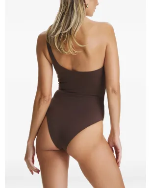 SOFIA ERHAN Rose one-shoulder embellished swimsuit - Brown - サムネイル4