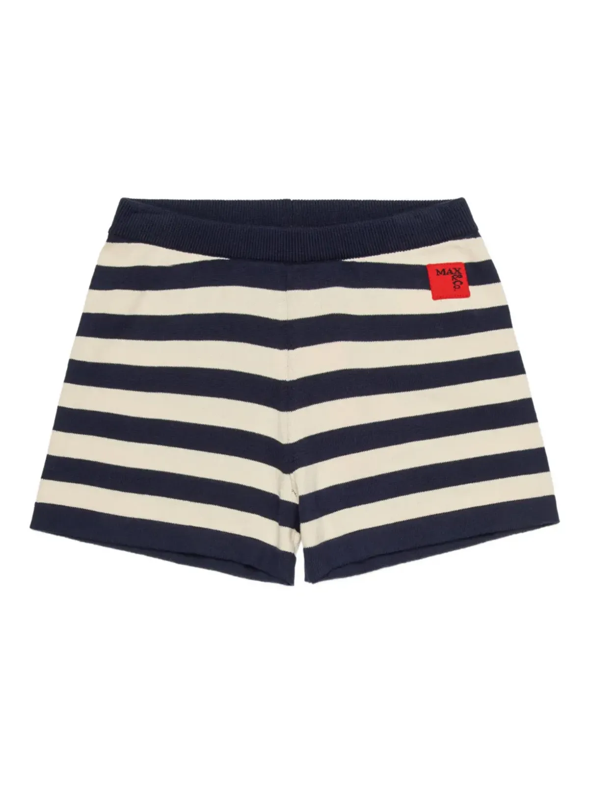 MAX&Co. Kids ストライプ柄ロゴ入りニットショートパンツ - 画像1