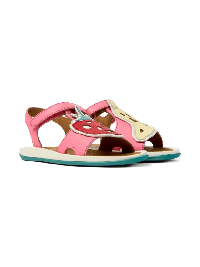 Camper Kids Camper Kids ピンクのフルーツアップリケサンダルの商品画像