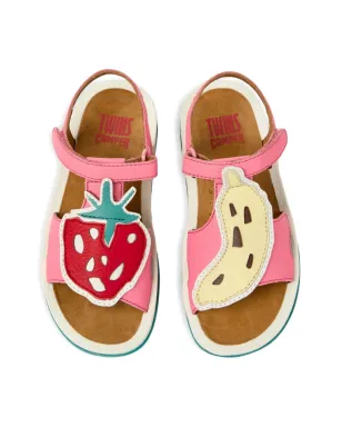 Camper Kids ピンクのフルーツアップリケサンダル - サムネイル4