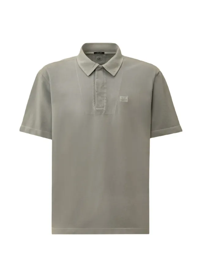 C.P. Company C.P. Company ポロシャツ ピケ ボタン付き 半袖 ロゴパッチ グレーの商品画像