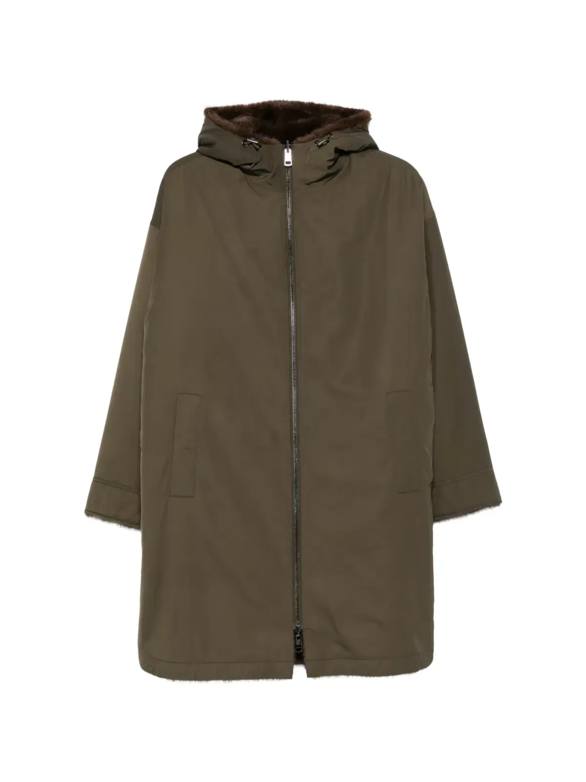 Gotha hooded zip-fastening coat - Green - 画像1