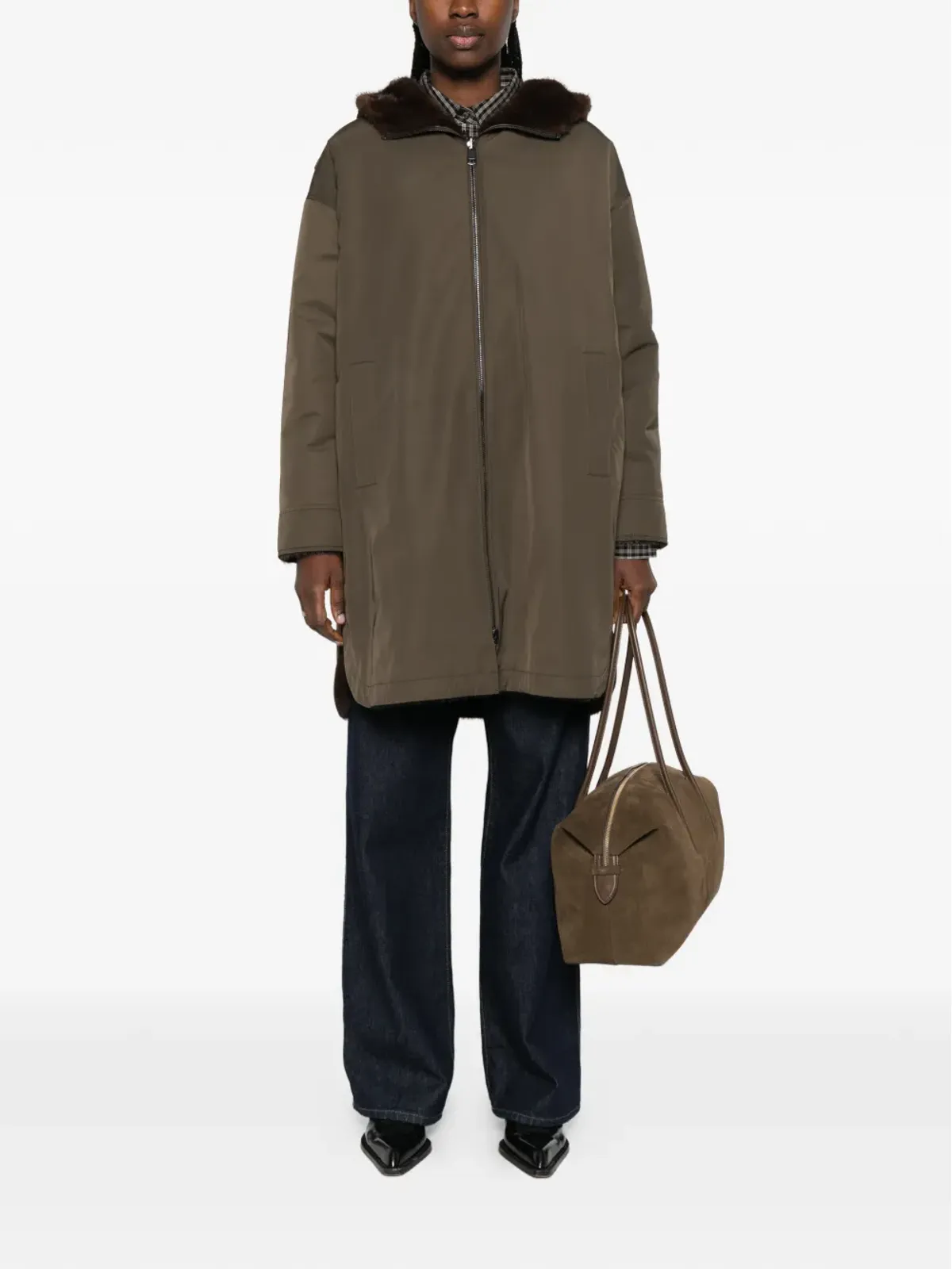 Gotha hooded zip-fastening coat - Green - 画像2