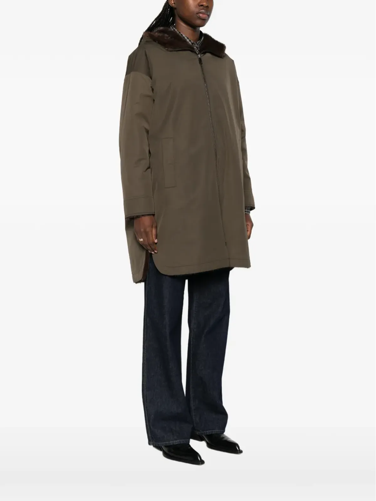 Gotha hooded zip-fastening coat - Green - 画像3