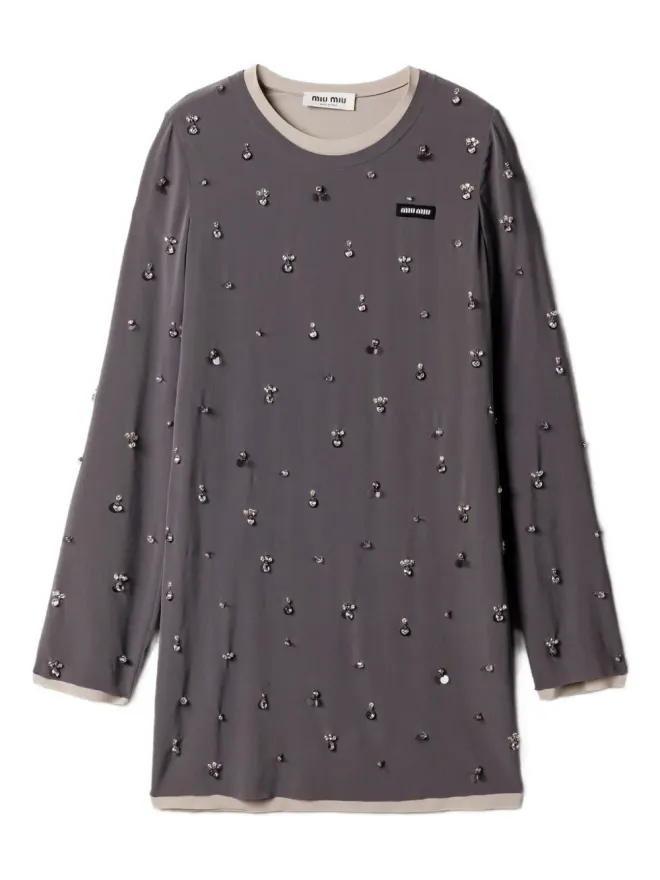 Miu Miu Miu Miu 刺繍入り長袖ミニドレスの商品画像