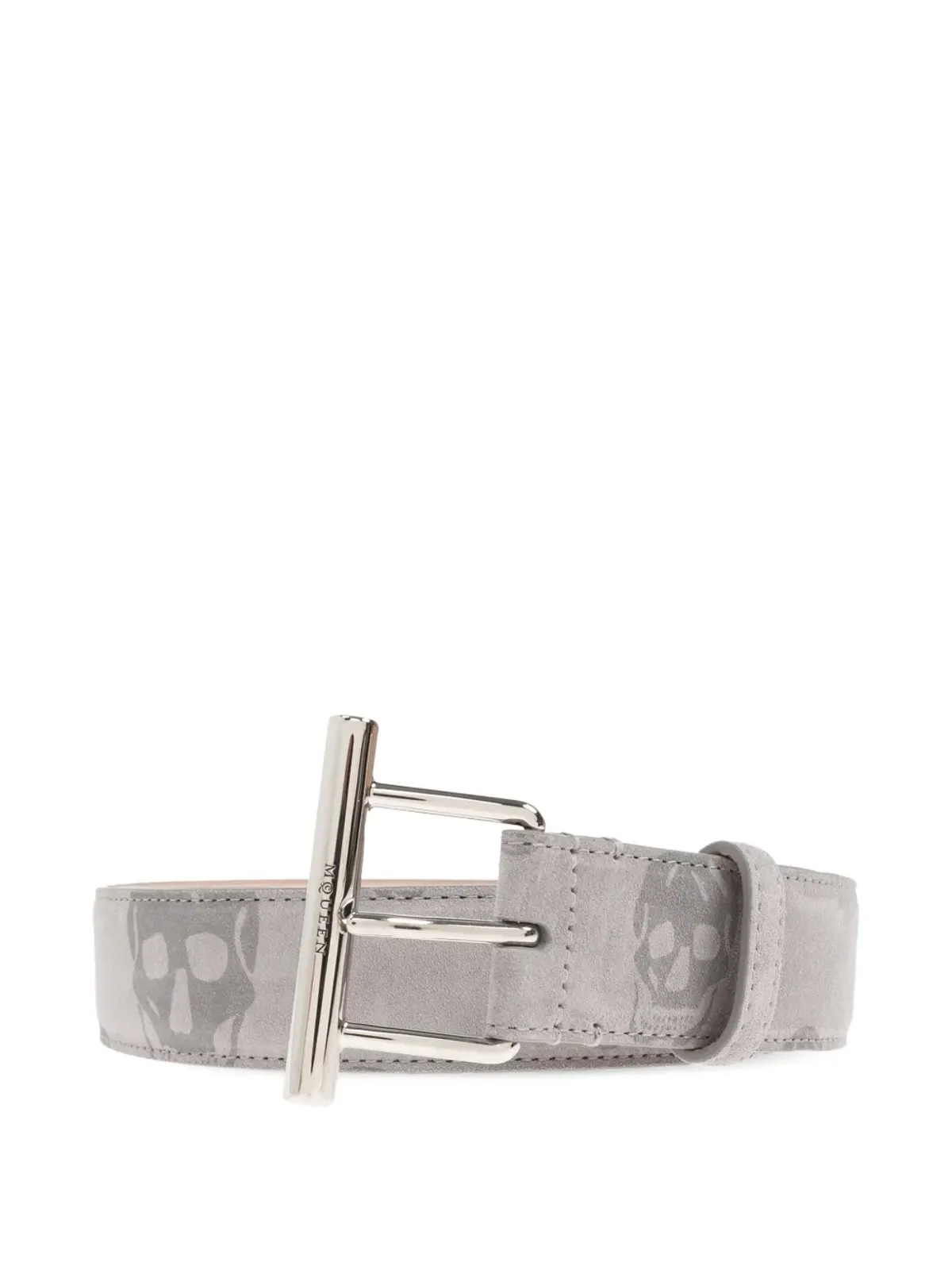 Alexander McQueen スカルプリントレザーベルト - グレー - 画像1