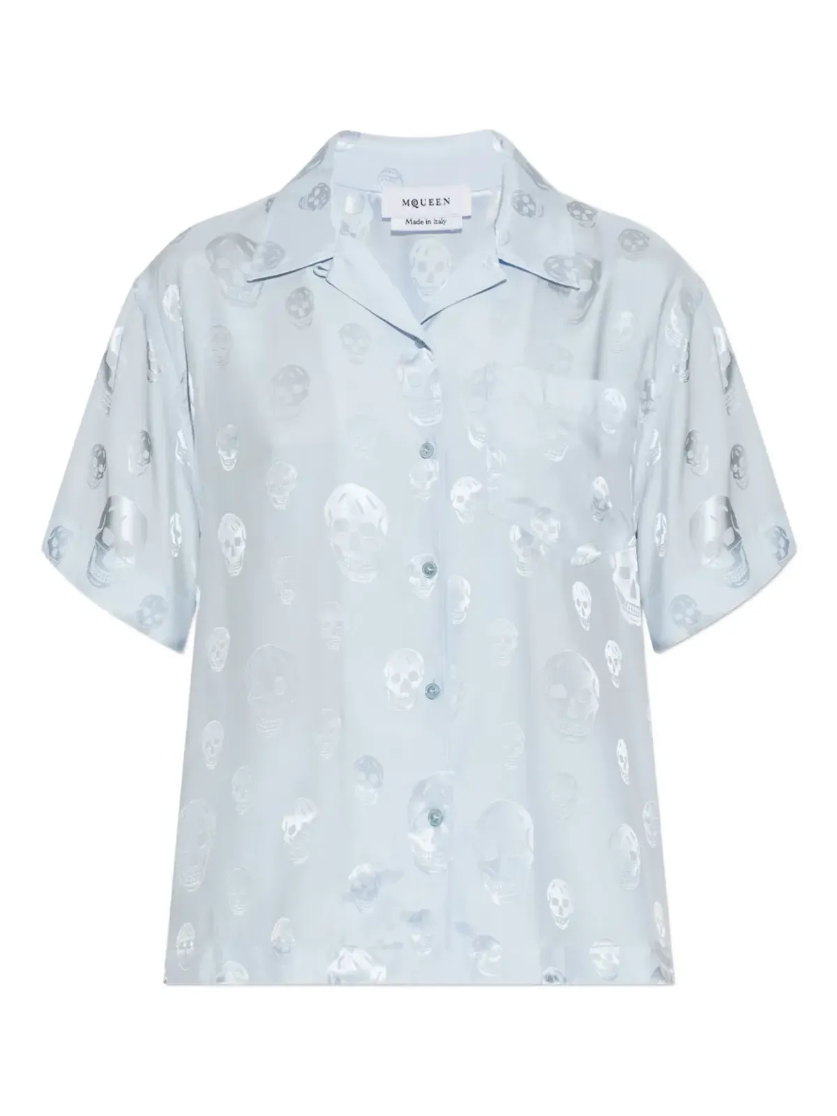 Alexander McQueen スカルプリント ボタンシャツ - ブルー - 画像1