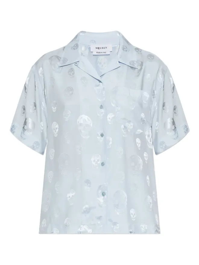 Alexander McQueen Alexander McQueen スカルプリント ボタンシャツ - ブルーの商品画像