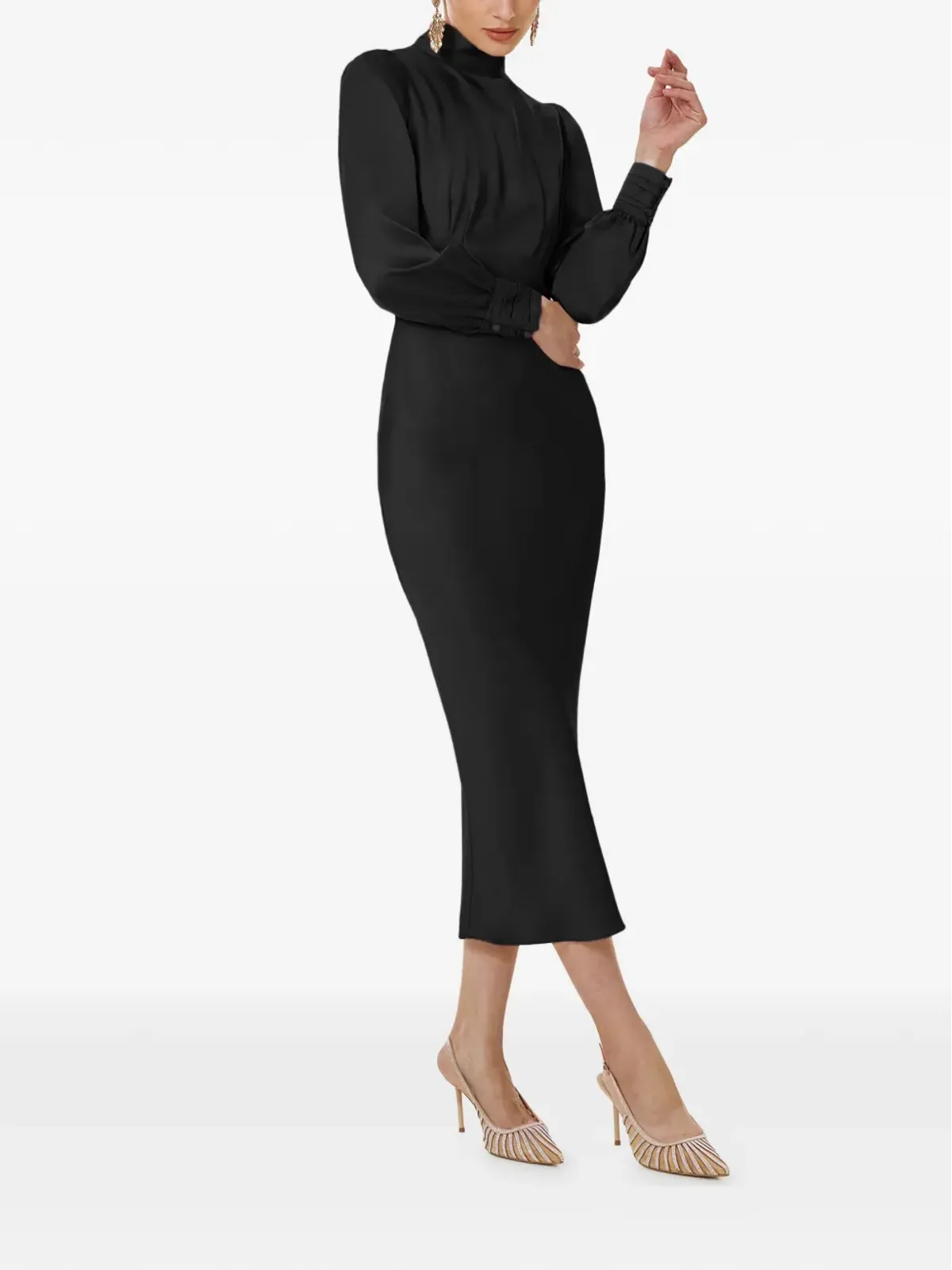 FRAMBOISE Jacob mock-neck midi dress - Black - 画像2