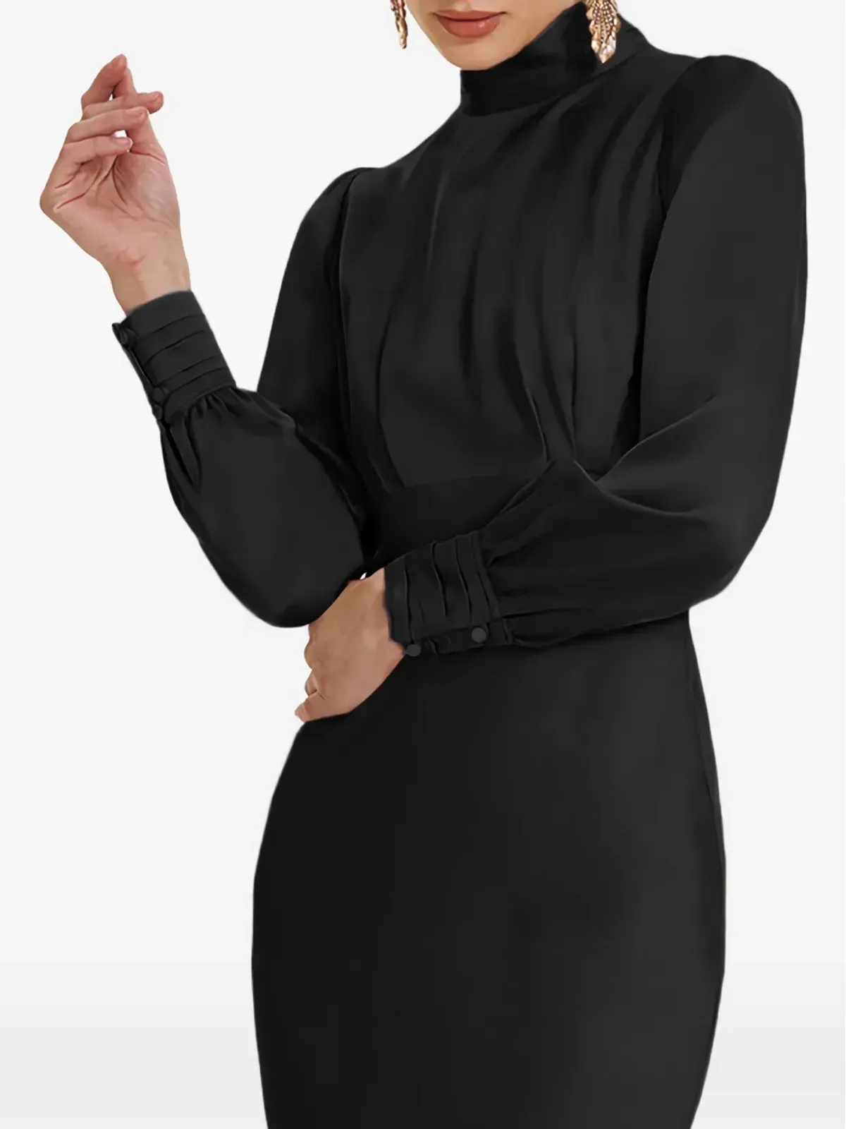 FRAMBOISE Jacob mock-neck midi dress - Black - 画像4