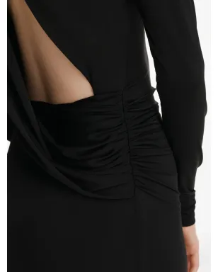 2310 STUDIO long-sleeves ruched maxi dress - Black - サムネイル5