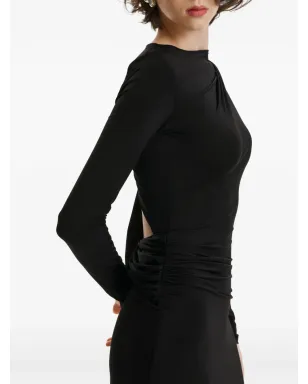 2310 STUDIO long-sleeves ruched maxi dress - Black - サムネイル4