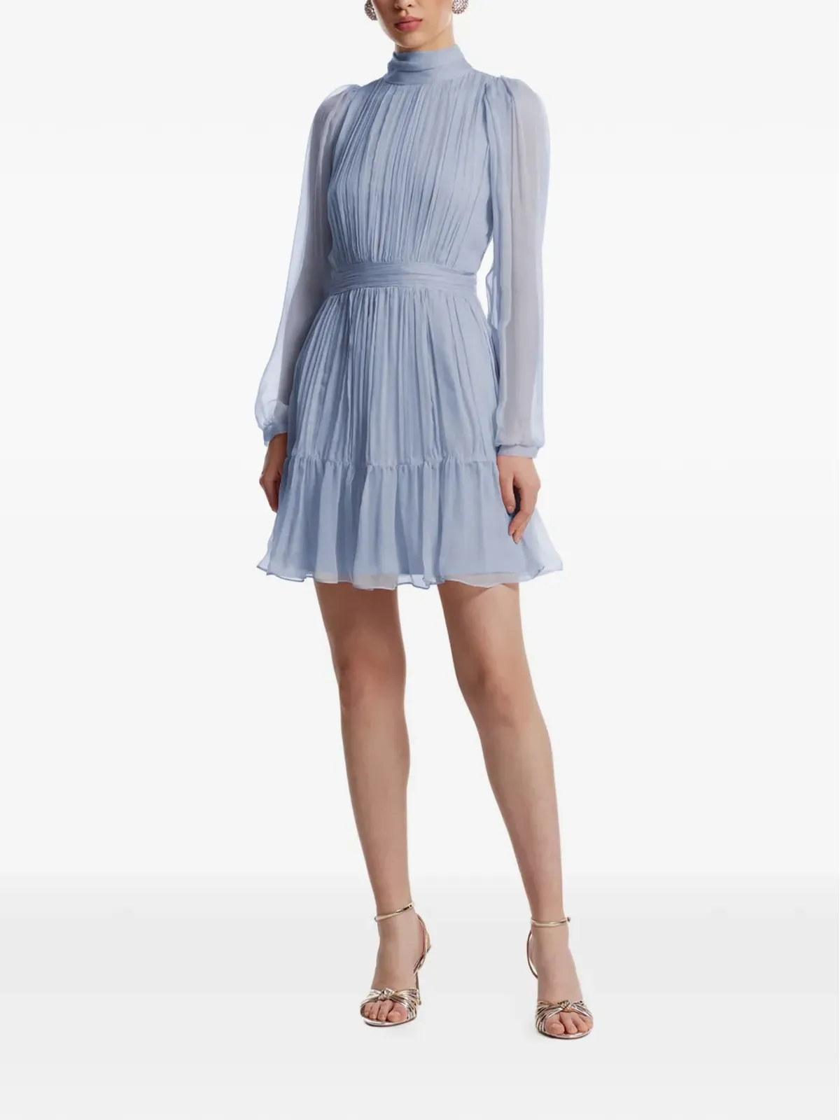 FRAMBOISE Alena mock-neck silk mini dress - Blue - 画像2