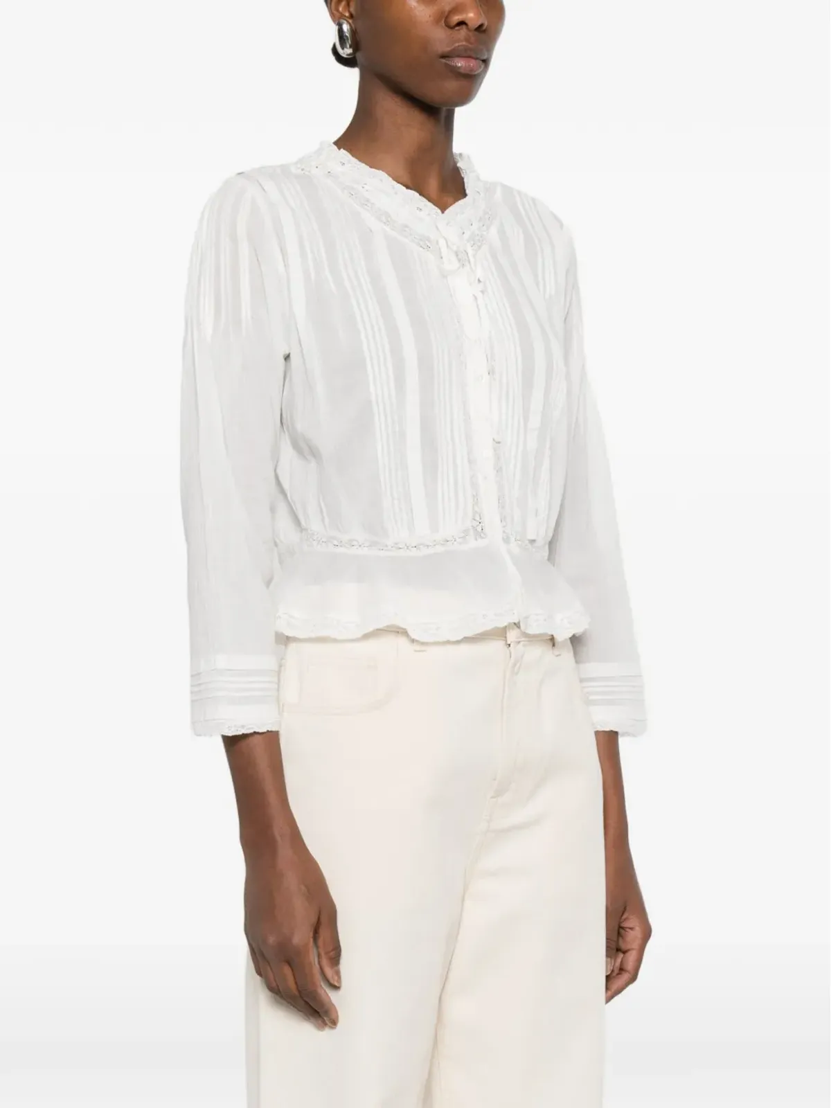 DÔEN Hillock lace-detail blouse - 画像3