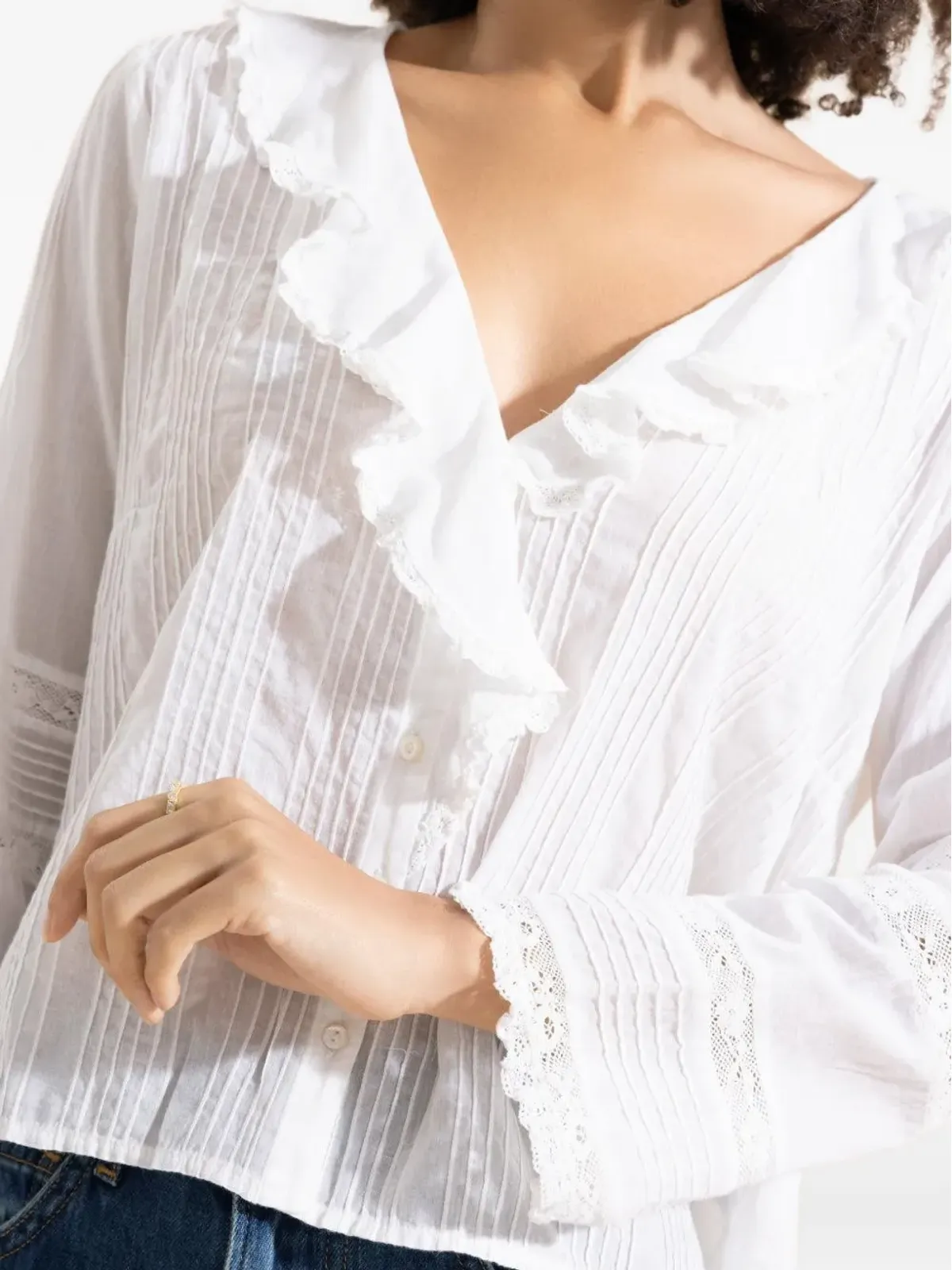 DÔEN Huguette ruffled lace shirt - White - 画像3