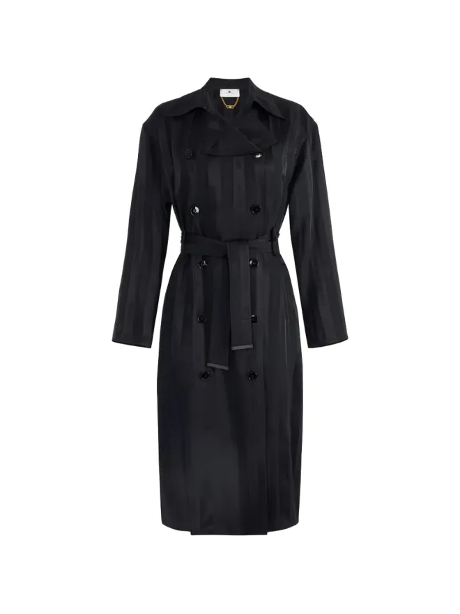 Elisabetta Franchi Elisabetta Franchi ダブルブレストストライプトレンチコート - ブラックの商品画像