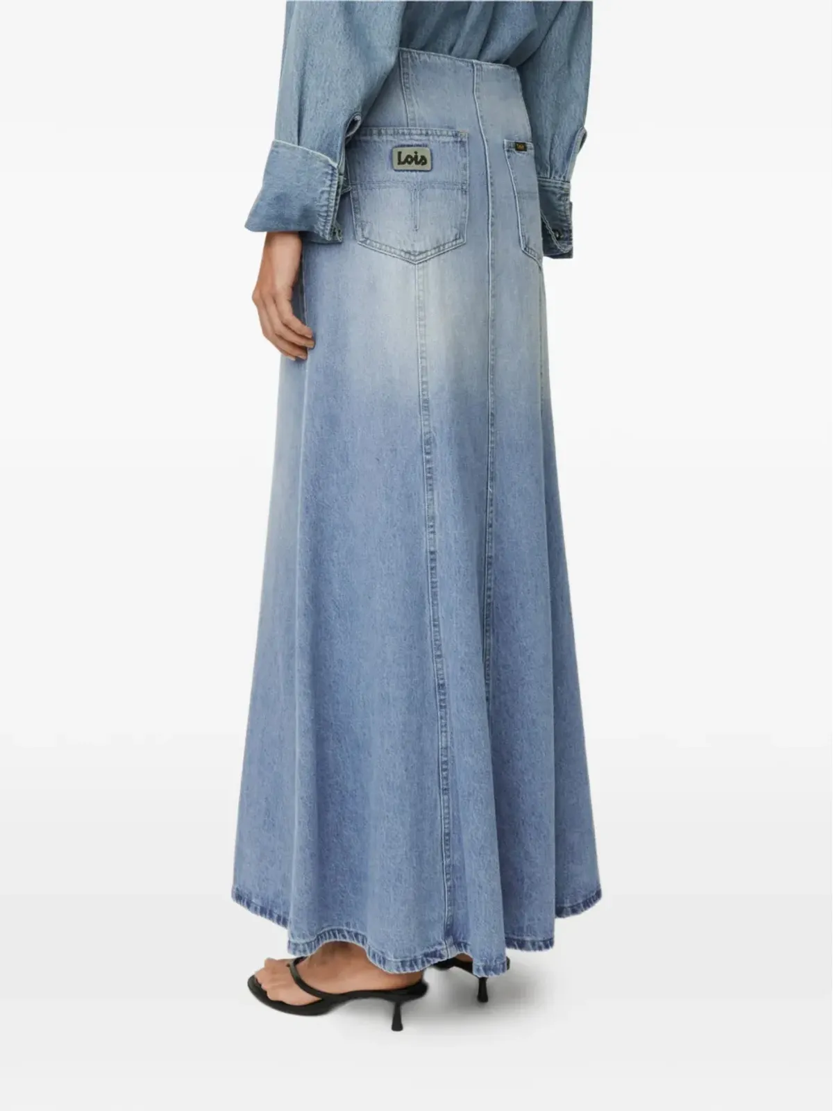 LOIS JEANS Wilson ロゴパッチ デニムマキシスカート - 画像3